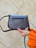 کیف چرم طبیعی زنانه پروانه دو طبله طوسی صاف/سنگی - تصویر 5