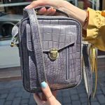 کیف چرم زنانه طوسی سنگی