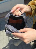 کیف چرم زنانه طوسی سنگی - تصویر 4