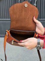 کیف چرم طبیعی زنانه ترنج عسلی نارنجی - تصویر 4