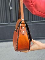 کیف چرم طبیعی زنانه ترنج عسلی نارنجی - تصویر 3