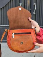 کیف چرم طبیعی زنانه ترنج عسلی نارنجی - تصویر 2
