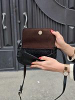 کیف چرم طبیعی زنانه مشکی تمام سنگی - تصویر 3