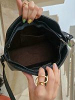کیف چرم زنانه | مشکی سنگی - تصویر 3