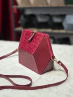 کیف چرم زنانه زرشکی آلبالویی - تصویر 2