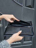 کیف چرم دور زیپ مشکی سنگی - تصویر 2