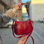 کیف چرم زنانه | زرشکی آلبالویی سنگی