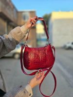 کیف چرم زنانه | زرشکی آلبالویی سنگی