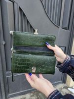 کیف چرم دستی سبز ابر و بادی سنگی - تصویر 3