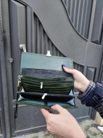 کیف چرم دستی سبز ابر و بادی سنگی - تصویر 2