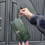 کیف چرم دستی سبز ابر و بادی سنگی