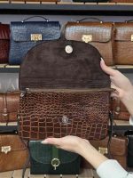 کیف چرم کتابی قهوه ای ابر و بادی سنگی | خاص و شیک - تصویر 3