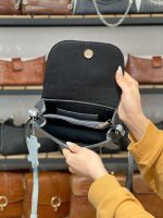 کیف چرم پروانه دو طبله طوسی درب سنگی بدنه ساده - تصویر 5
