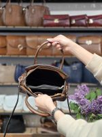 کیف تریشه قهوه ای گرم ابر وبادی سنگی | چرم اصل گاوی - تصویر 3