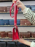 کیف چرم زنانه قرمز سنگی | چرم اصل گاوی - تصویر 6