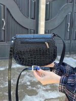 کیف چرم زنانه مشکی سنگی | چرم اصل گاوی - تصویر 4