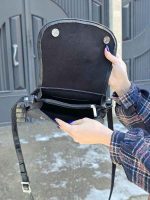 کیف چرم زنانه مشکی سنگی | چرم اصل گاوی - تصویر 3