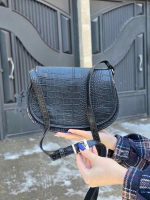 کیف چرم زنانه مشکی سنگی | چرم اصل گاوی - تصویر 5