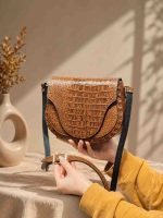 کیف چرم زنانه | شفق قهوه ای گرم ابر و بادی سنگی | چرم اصل گاوی