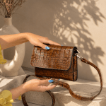 کیف چرم زنانه | فندوقی سنگی | چرم اصل گاوی