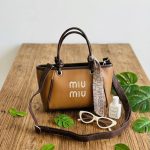 کیف زنانه طرح برند MIU MIU رنگ عسلی
