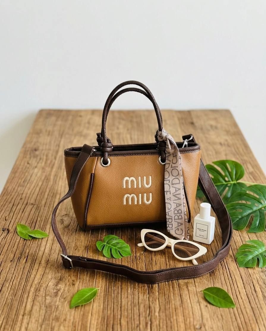 IMG_20260608_205828_504 کیف زنانه طرح برند MIU MIU رنگ عسلی - تصویر 1