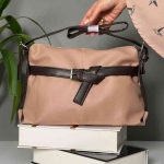 کیف زنانه مدل دوشی سگک دار رنگ نسکافه ای