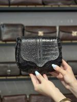 کیف چرم مشکی سنگی | چرم اصل گاوی - تصویر 2