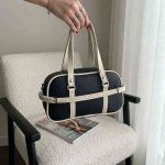 کیف مدل صندوقی رنگ مشکی کرم