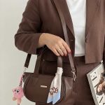 کیف  کوچک شالدار رنگ قهوه ای