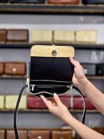 کیف چرم بغل پرچ کرمی سنگی | چرم اصل گاوی - تصویر 4